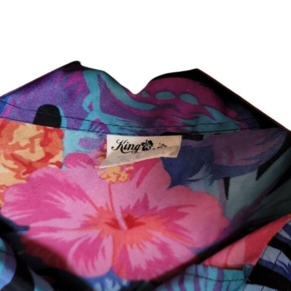 King Kameha Hawaiian Shirt Mens Short Sleeve Front Pocket Floral XL Lightweight - Picture 5 of 8